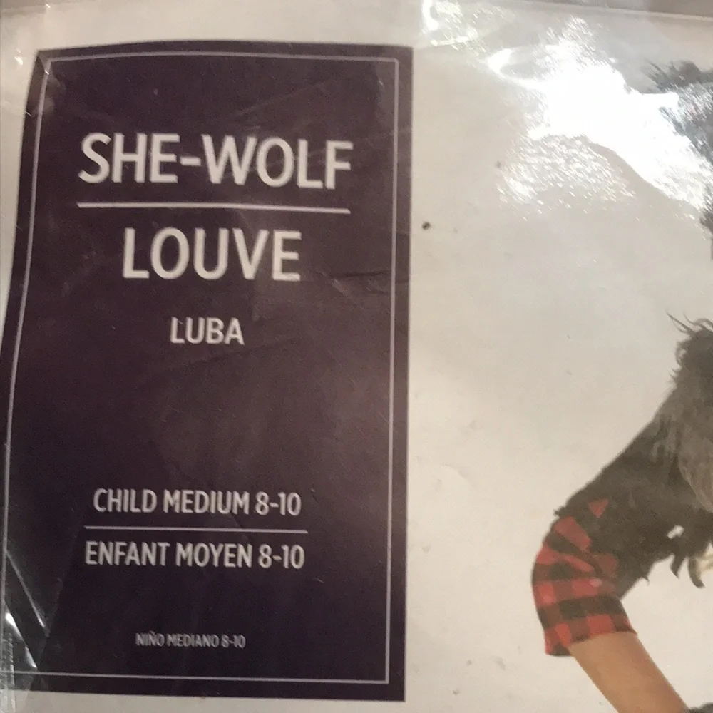 She-Wolf Girls Brown And Red Wolf Halloween Costume. NWT. Size M 8-10.